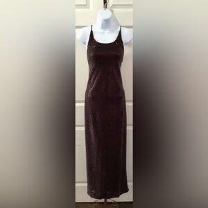 Rhapsody Brown Slip Maxi Dress Spaghetti Strap Cocktail